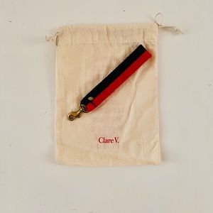 Clare V. Navy/Red Cotton Webbing Clutch Wrist Strap